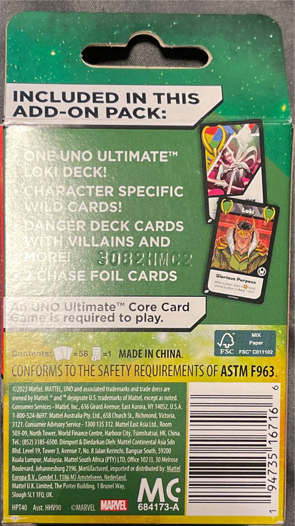 Loki Marvel Uno Add On Pack  board game collectible - Main Image 2