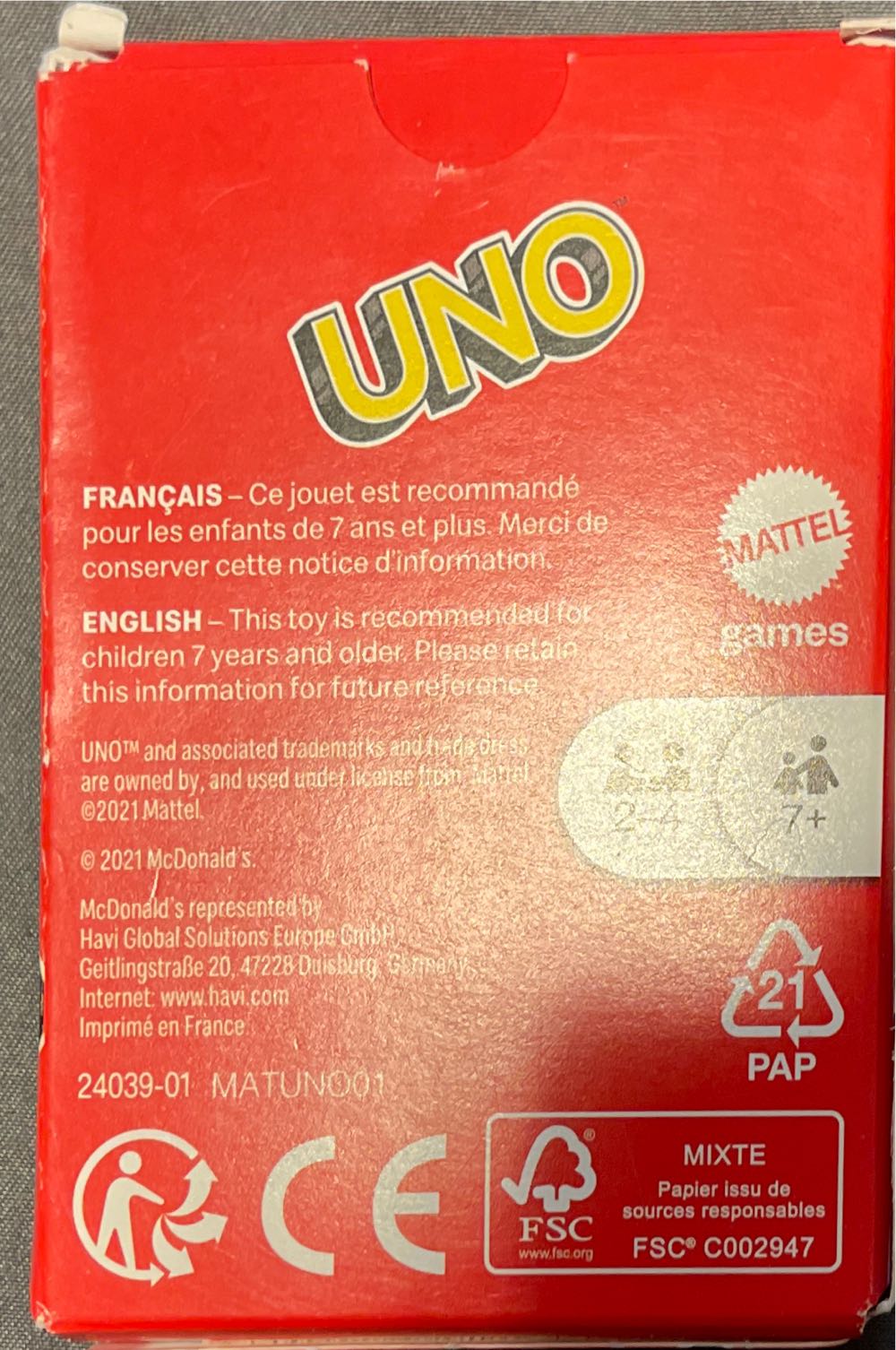 McDonald’s Uno Spain  board game collectible - Main Image 2