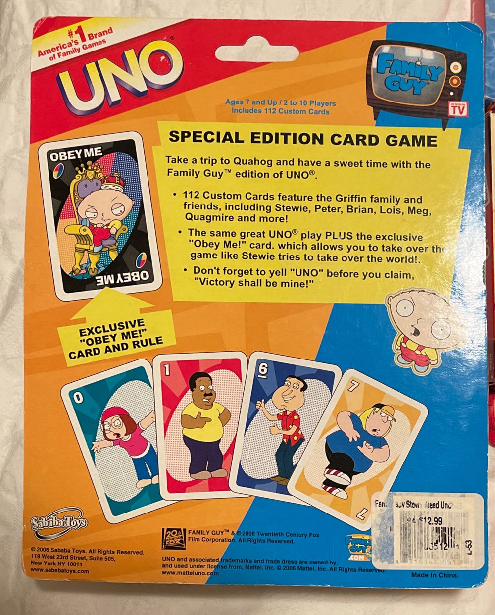 Family Guy Uno  board game collectible - Main Image 2