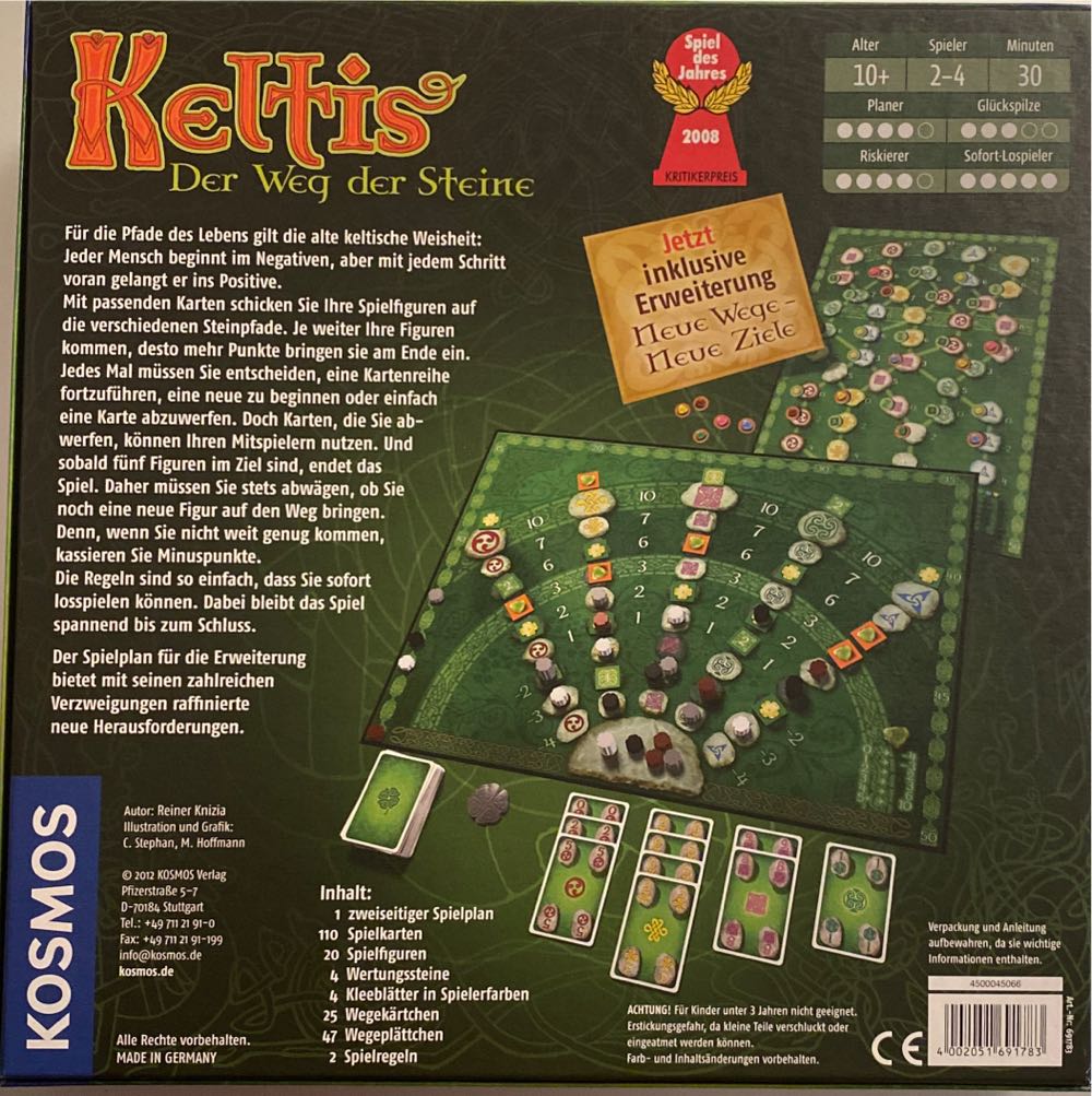 Keltis: Keltis Inklusive Erweiterung Spiel Des Jahres  (2-4) board game collectible [Barcode 4002051691783] - Main Image 2