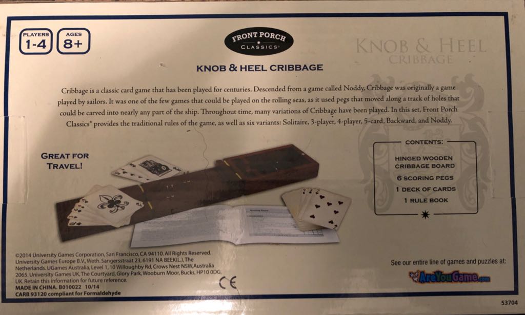 Knob and Heel Folding Cribbage Set  (1-4) board game collectible [Barcode 802221537040] - Main Image 2