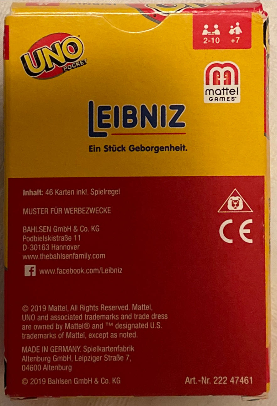 Leibniz Pocket Uno  board game collectible - Main Image 2