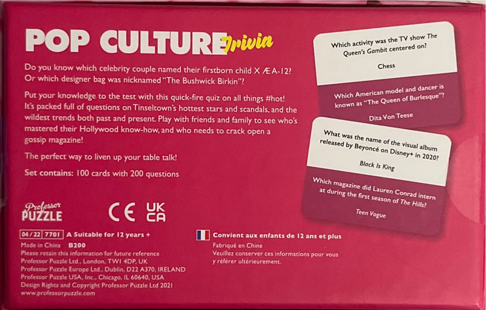 Pop Culture Trivia  (2+) board game collectible - Main Image 2