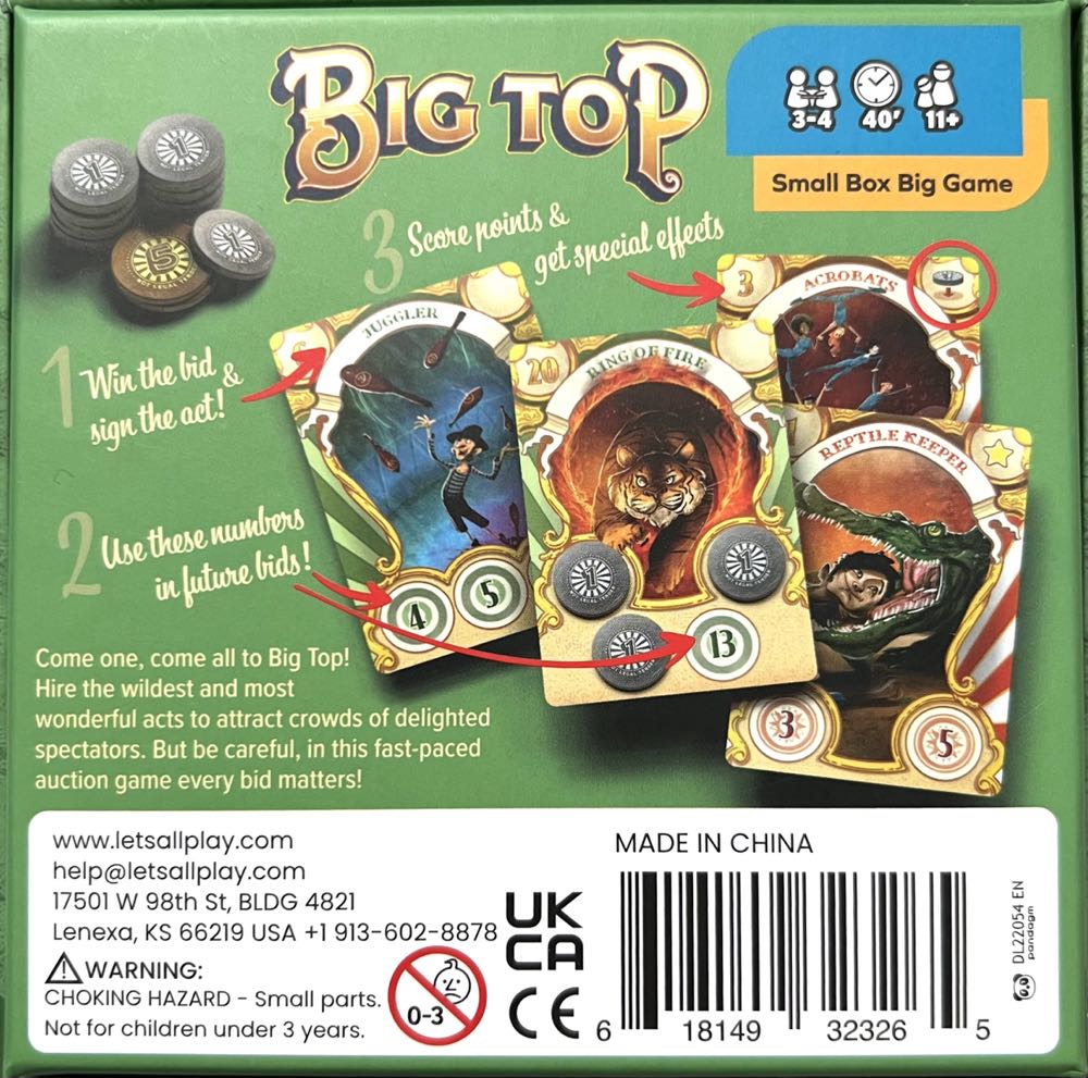 Big Top  (3-4) board game collectible [Barcode 618149323265] - Main Image 2