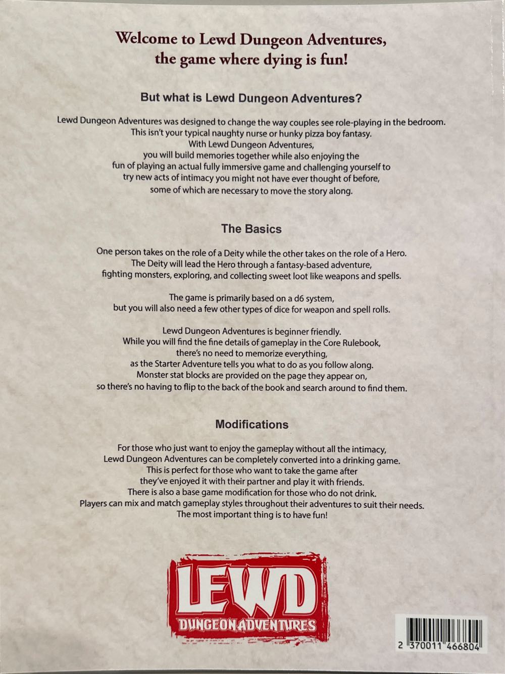 Lewd Dungeon Adventures Core Rulebook And Starter ...  (2) board game collectible [Barcode 2370011466804] - Main Image 2