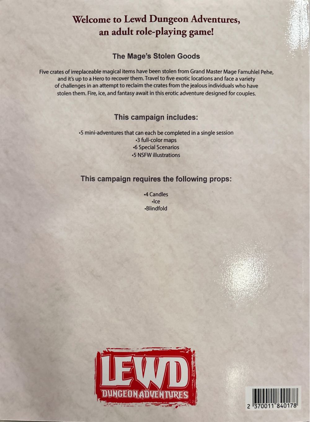 Lewd Dungeon Adventures: The Mage’s Stolen Goods  board game collectible [Barcode 2370011840178] - Main Image 2