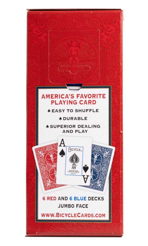 Bicycle Jumbo Playing Cards, 12-pack (6 Red and 6 Blue Decks)  board game collectible [Barcode 073854016329] - Main Image 3