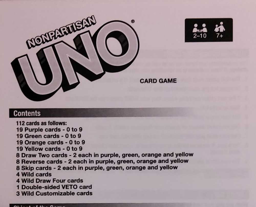 Uno: Nonpartisan  (2-10) board game collectible [Barcode 078206020016] - Main Image 4