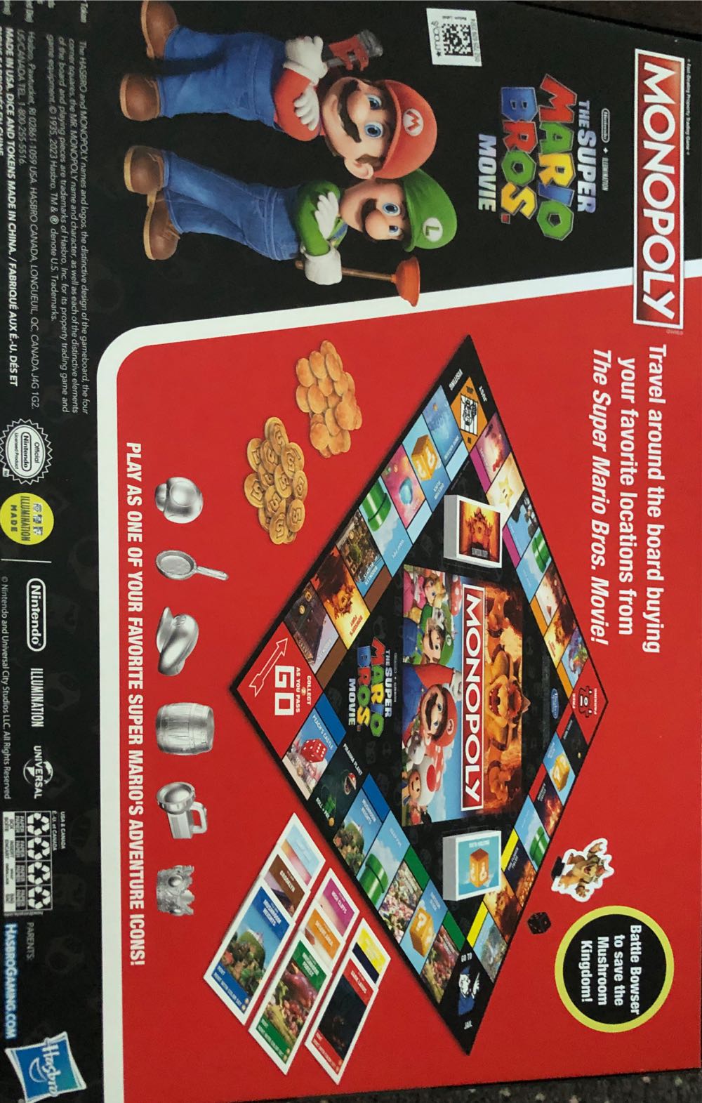 Monopoly The Super Mario Bros. Movie Edition Kids Board Game | Family Games For Super Mario Fans | Includes Bowser Token | Ages 8 | 2-6 Players  (2-6) board game collectible [Barcode 195166214535] - Main Image 2