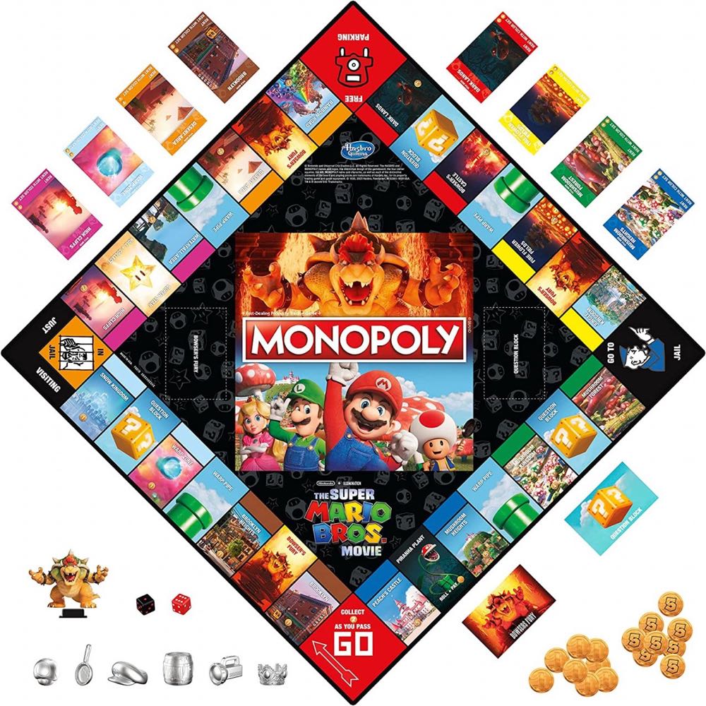 Monopoly The Super Mario Bros. Movie Edition Kids Board Game | Family Games For Super Mario Fans | Includes Bowser Token | Ages 8 | 2-6 Players  (2-6) board game collectible [Barcode 195166214535] - Main Image 3