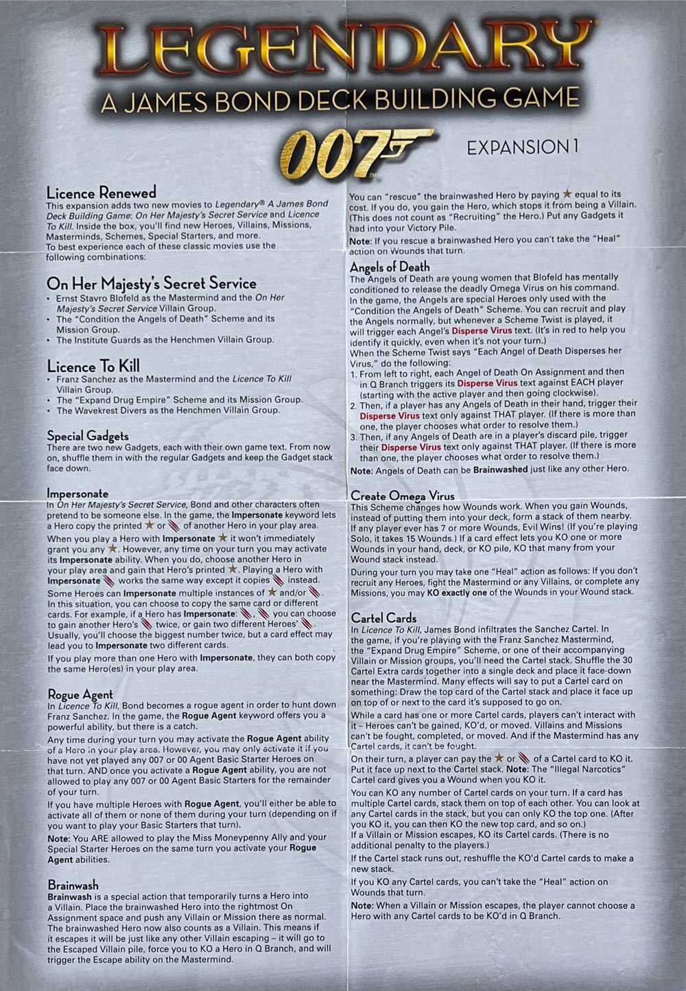 Legendary: James Bond 007 Expansion 1  (1-5) board game collectible [Barcode 053334941150] - Main Image 3