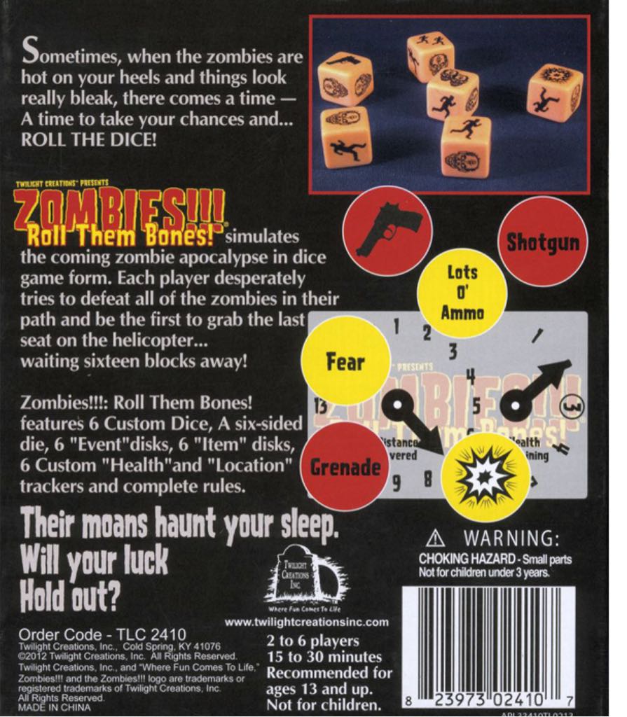 Zombies!!! Roll Them Bones!  (2-6) board game collectible - Main Image 2