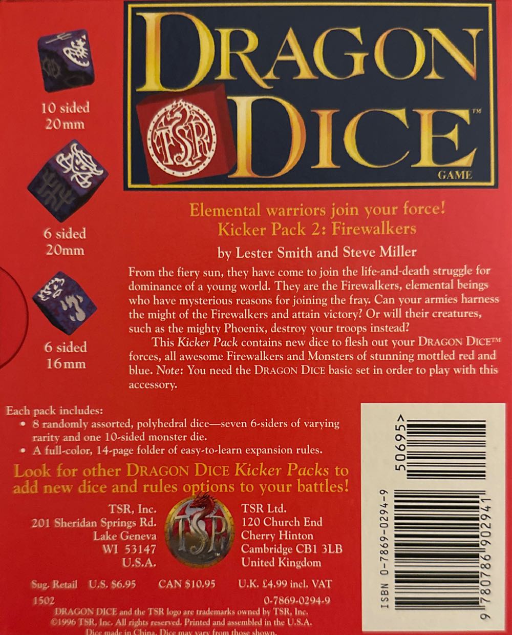 Dragon Dice: Firewalkers (Kicker Pack 2)  (2) board game collectible [Barcode 9780786902941] - Main Image 2