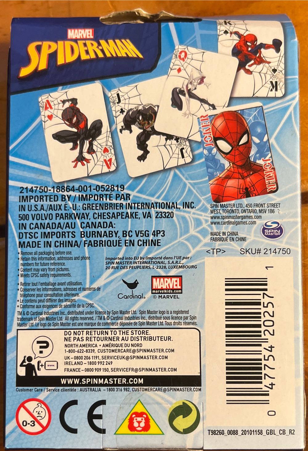Marvel Spider-man Jumbo Playing Cards  board game collectible [Barcode 047754202571] - Main Image 2