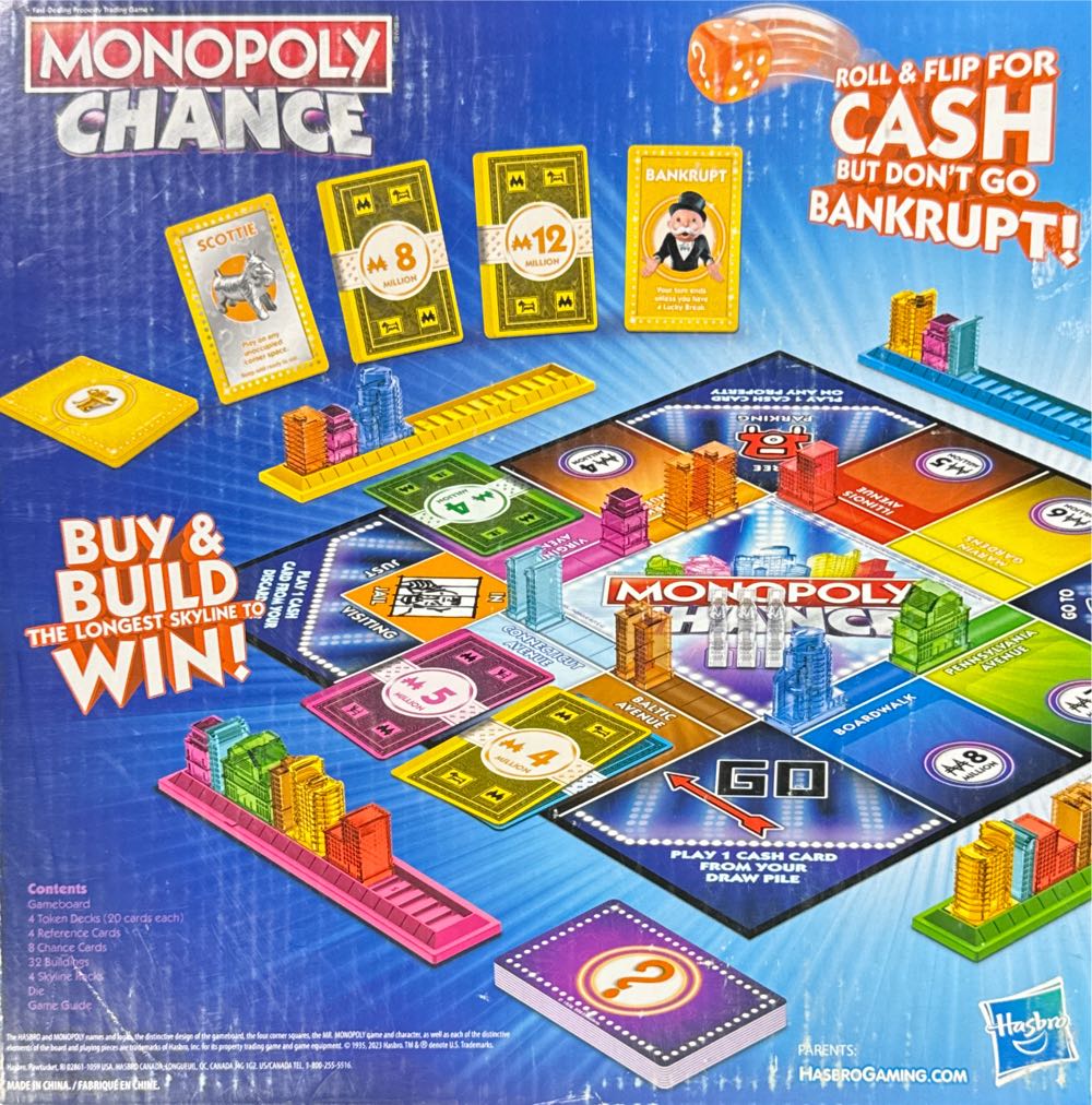 Monopoly Chance Board Game For Adults And Kids | Fast-paced Family Party Game | Ages 8 | 2-4 Players | 20 Mins. Average  (2-4) board game collectible [Barcode 195166235769] - Main Image 2