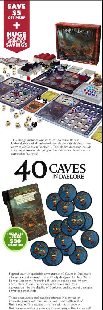 Too Many Bones: 40 Caves In Daelore  (1-4 Players) board game collectible [Barcode 704725642940] - Main Image 3