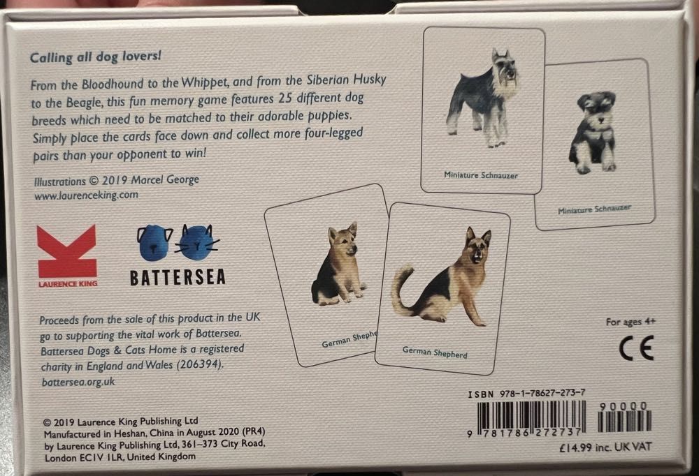 Dogs & Puppies: A Memory Game  (1-2) board game collectible [Barcode 9781786272737] - Main Image 2