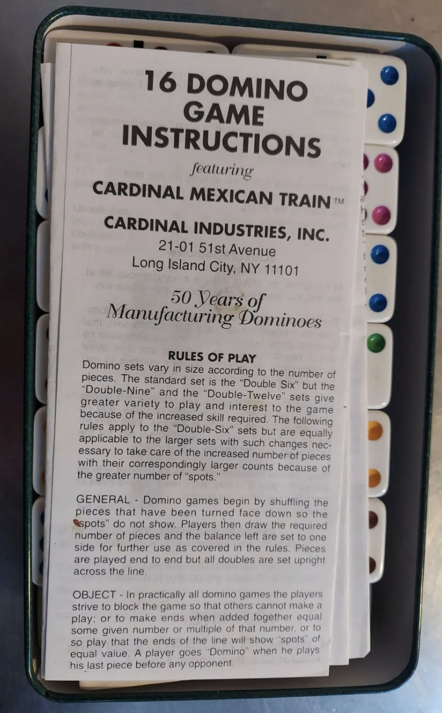 The Woodbridge Collection - Dominoes 55 Jumbo Color Dot  board game collectible [Barcode 047754511017] - Main Image 3