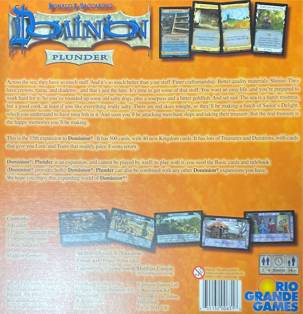 Dominion: Plunder  (2 - 4) board game collectible [Barcode 655132006316] - Main Image 3