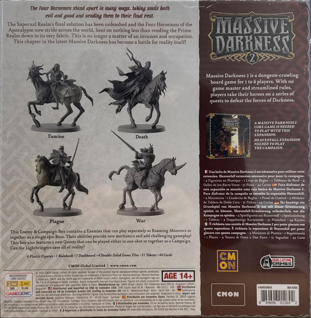 Massive Darkness 2: Enemy & Campaign Box: Four Horsemen  (1-6) board game collectible [Barcode 889696012692] - Main Image 2