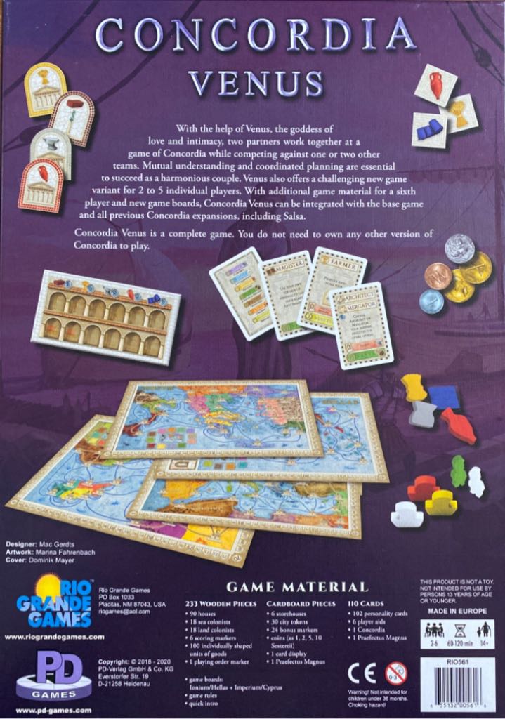 Concordia Venus: With Base Game  (2-6) board game collectible [Barcode 655132005616] - Main Image 2