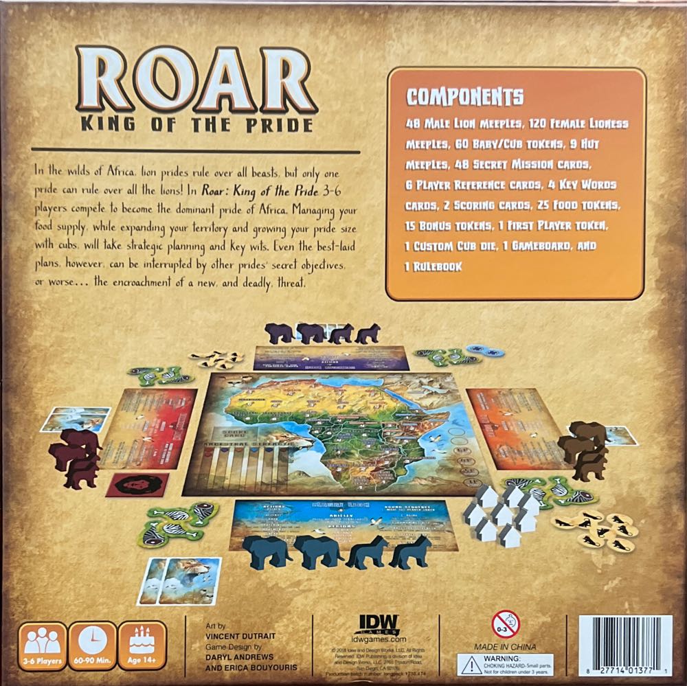 Roar: King Of The Pride Strategic Board Game  (3-6) board game collectible [Barcode 827714013771] - Main Image 2