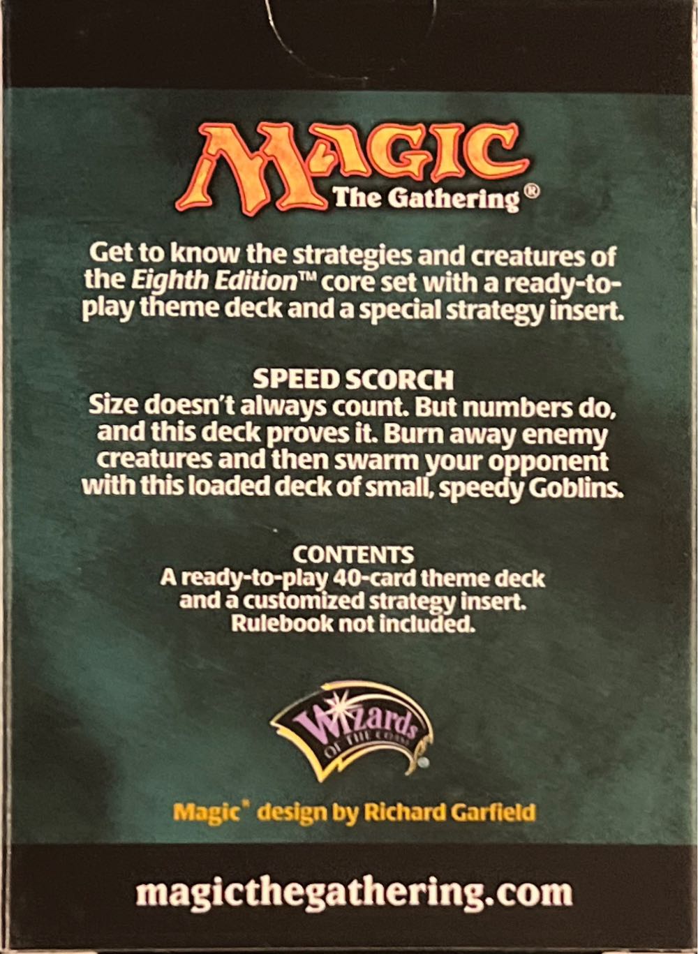 Magic The Gathering 8th Edition Theme Deck Core Set Speed Scorch Deck  (1+) board game collectible [Barcode 076930888940] - Main Image 2