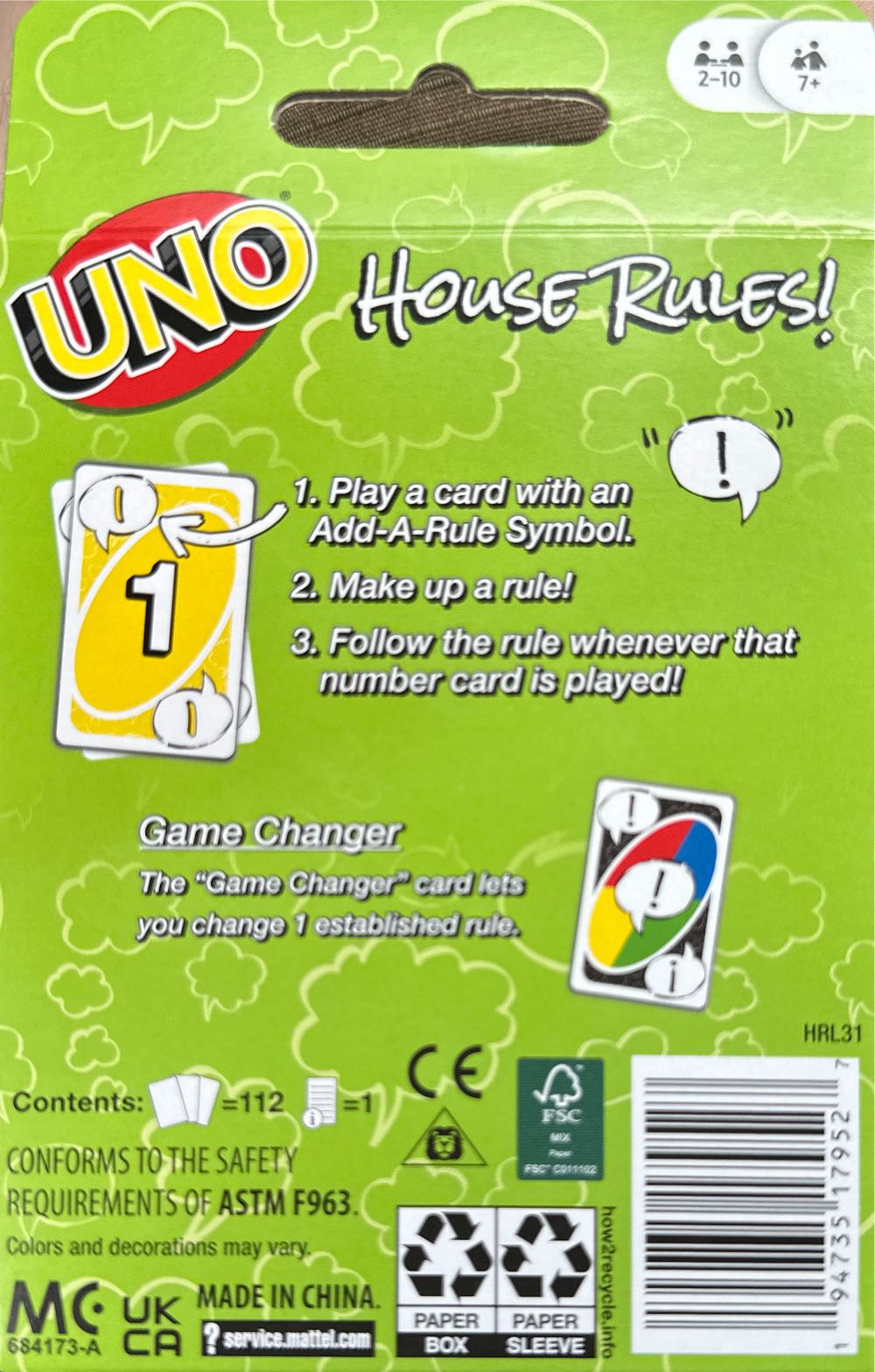 UNO: House Rules!  (2-10) board game collectible [Barcode 194735179527] - Main Image 2