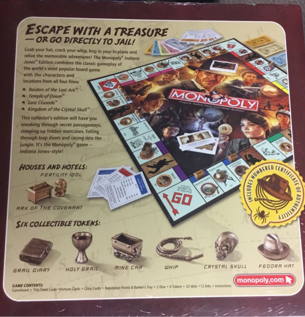 Indiana Jones Monopoly  board game collectible - Main Image 2