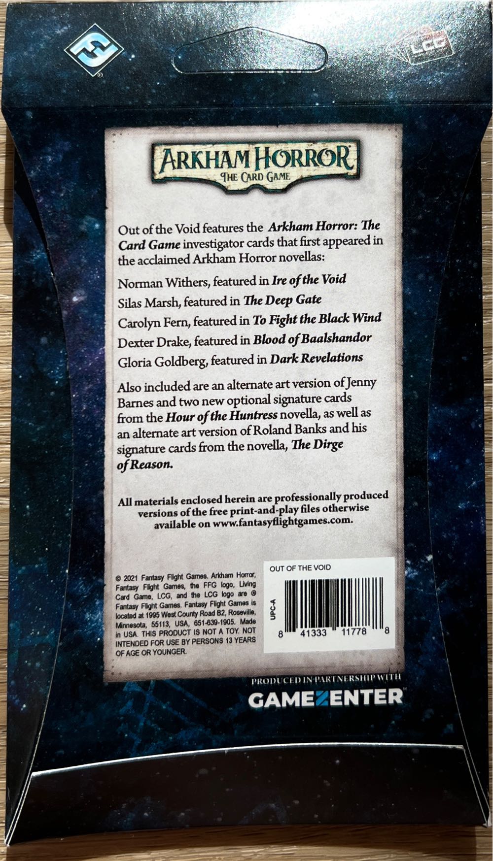 Out Of The Void Investigator Pack Arkham Horror Lcg Card New Sealed  board game collectible [Barcode 841333117788] - Main Image 3