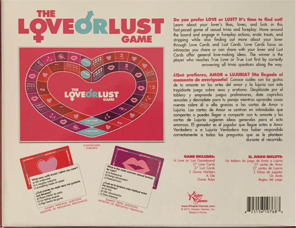 The Love Or Lust Board Game Adult  board game collectible [Barcode 825156107683] - Main Image 2