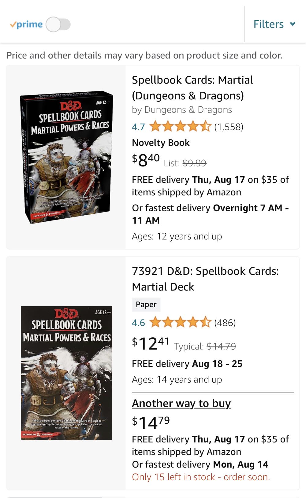 Spellbook Cards: Martial Powers & Races  board game collectible - Main Image 2