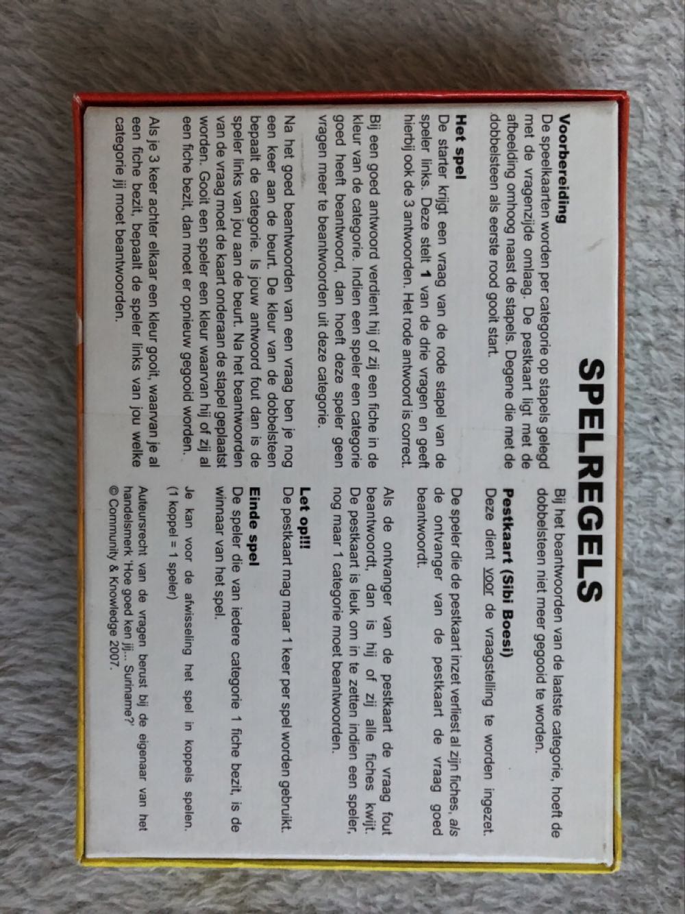 Bouva P.g.g. Hoe Goed Ken Jij .... Suriname?  board game collectible [Barcode 9789078750017] - Main Image 2