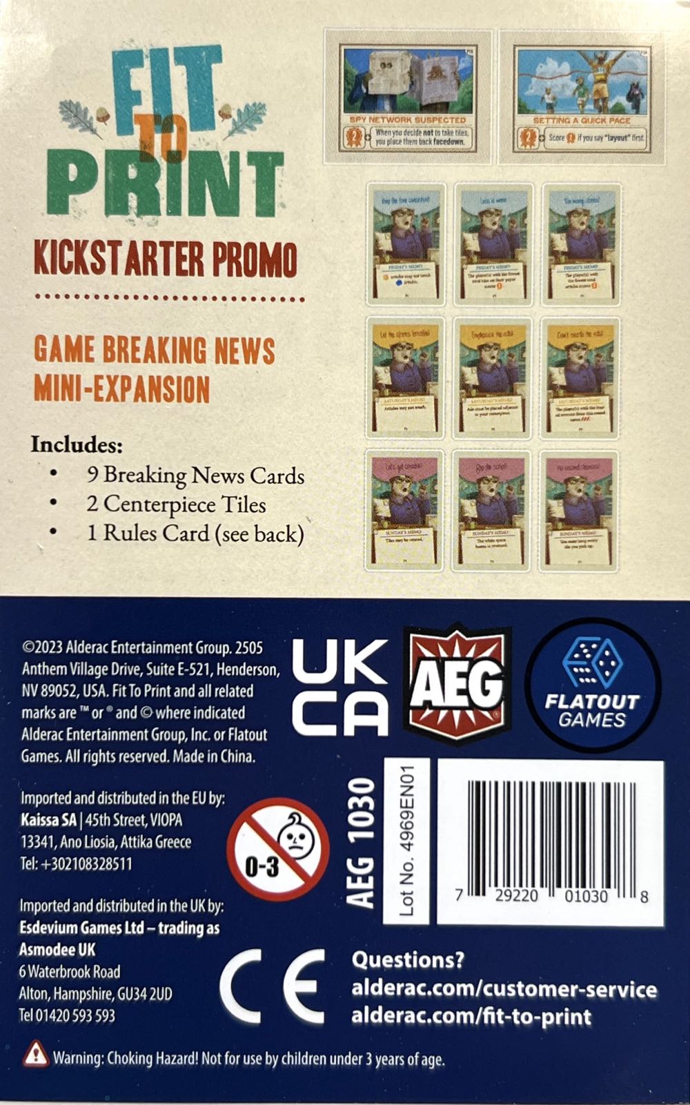 Fit to Print: Kickstarter Promo  (1-4) board game collectible [Barcode 729220010308] - Main Image 2