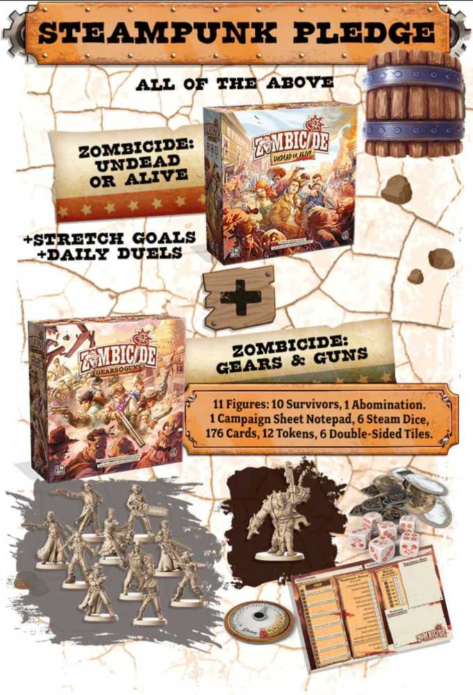 Zombicide: Undead Or Alive - Steampunk KS Pledge  (1-6) board game collectible - Main Image 2