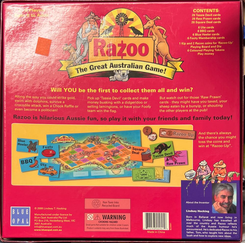 Blue Opal Razoo The Great Australian Blue ’the Game!’ Lindsay Hocking  (2-6) board game collectible [Barcode 633793009419] - Main Image 2