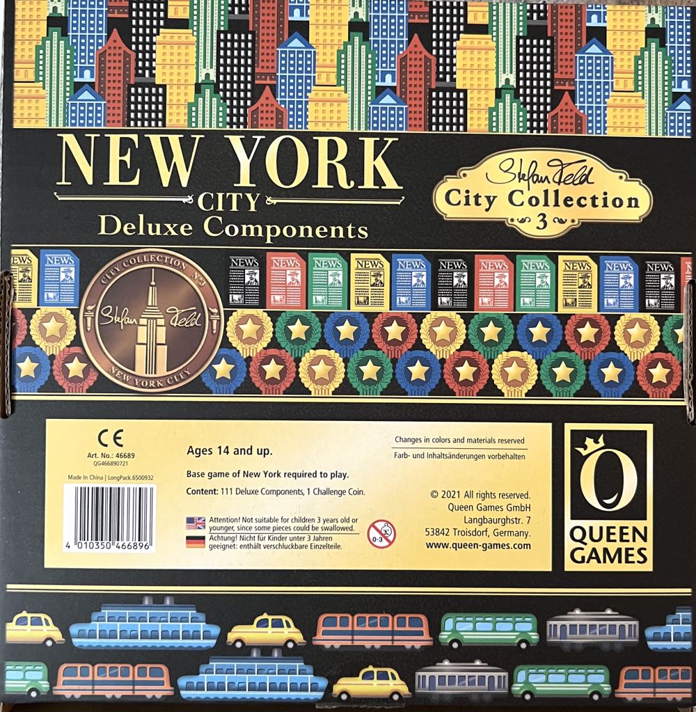 Stefan Feld City Collection 3: New York City - Deluxe Components  (1-4) board game collectible [Barcode 4010350466896] - Main Image 2