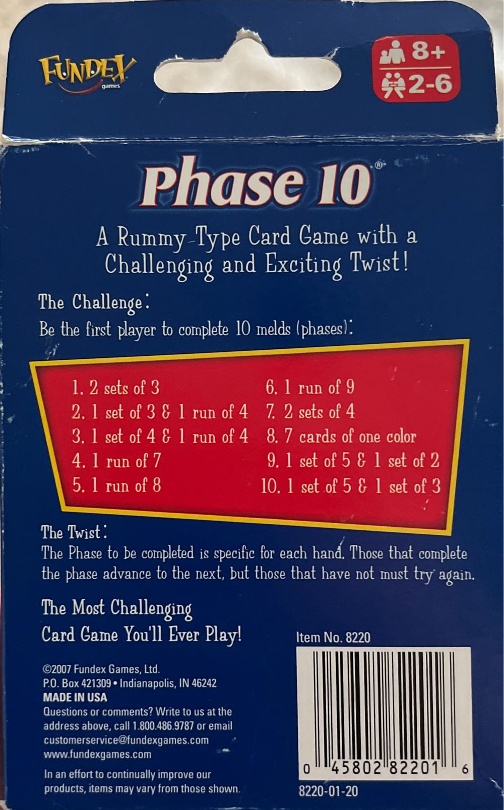 Phase 10  (2-6 Players) board game collectible [Barcode 045802822016] - Main Image 2