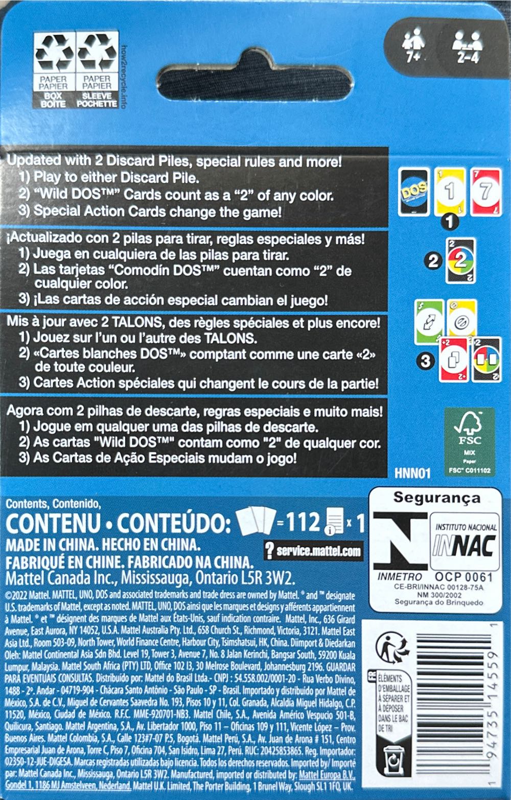 Uno DOS: Second Edition  (2-4) board game collectible [Barcode 194735145591] - Main Image 2