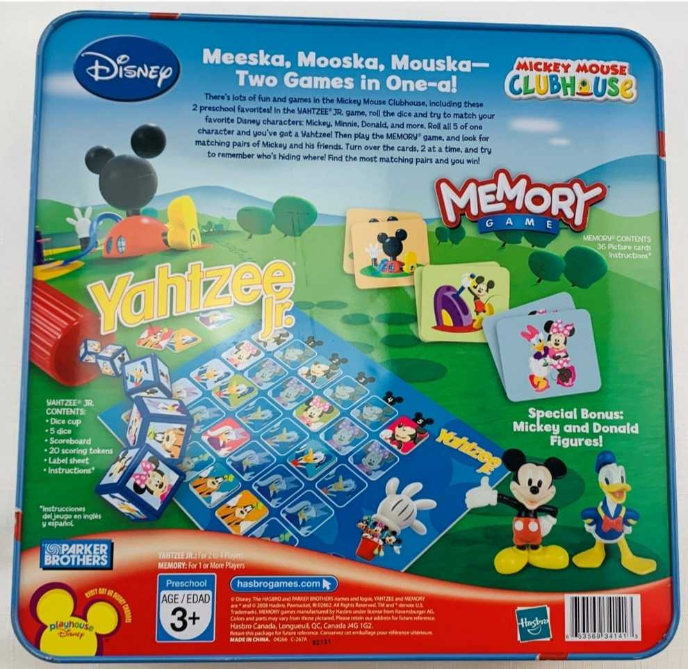Yahtzee Jr Disney And Memory Disney In Tin   (1+) board game collectible [Barcode 653569341413] - Main Image 3