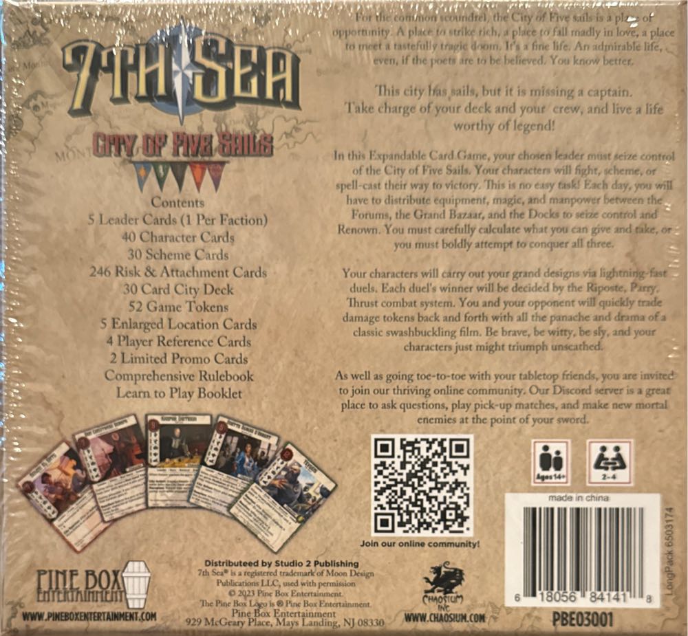 7th Sea: City Of Five Sails  (2-4) board game collectible [Barcode 618056841418] - Main Image 2
