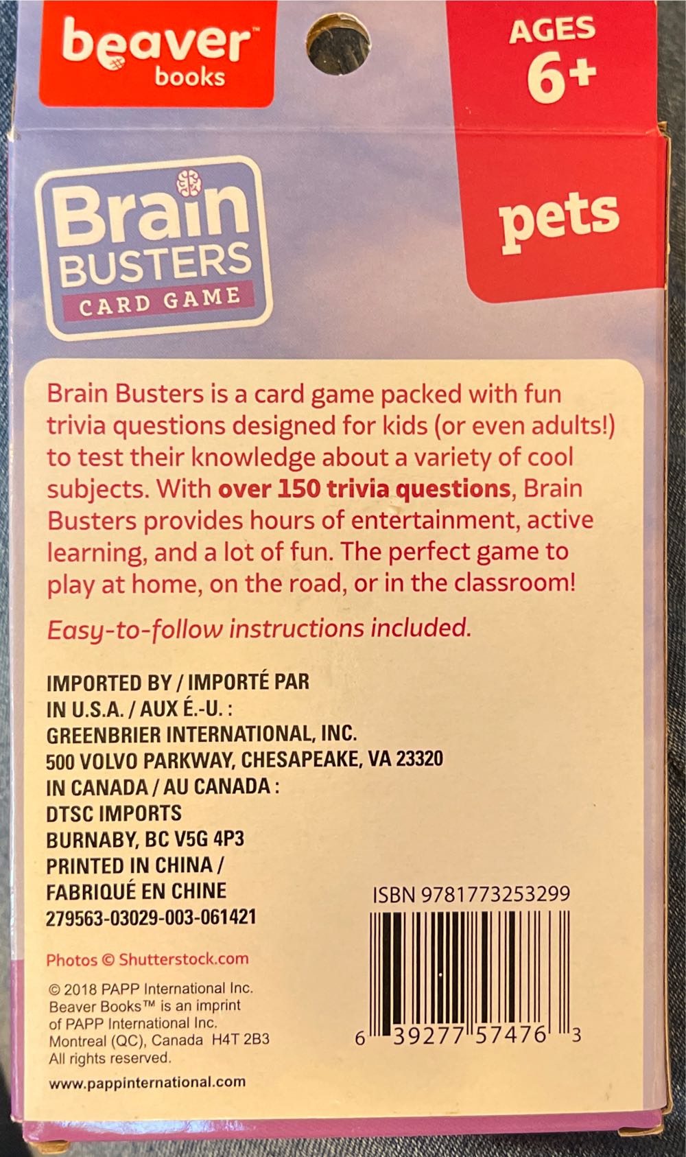 Brain Buster Card Game - Pets  board game collectible [Barcode 639277574763] - Main Image 2