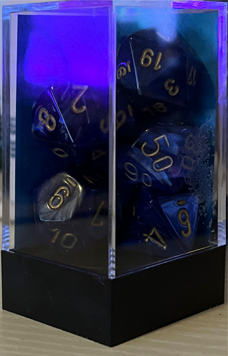 Chessex Scarab Royal Blue/Gold Polyhedral 7-Die Set  (1) board game collectible [Barcode 850365002146] - Main Image 3