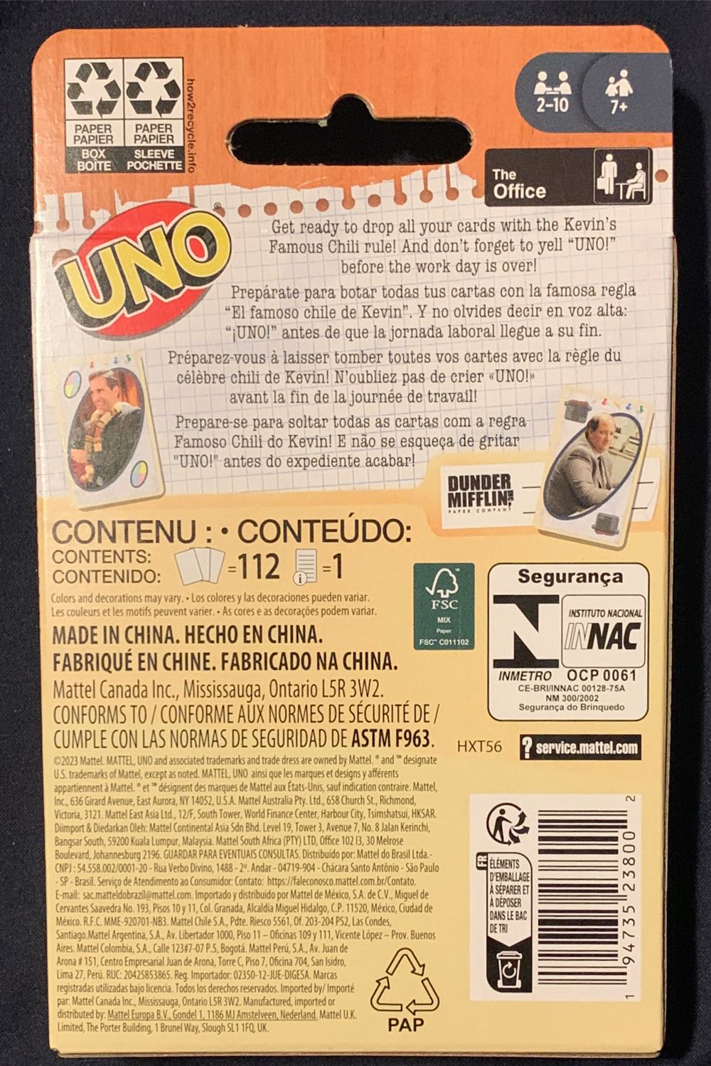 Uno: The Office  board game collectible [Barcode 194735238002] - Main Image 2