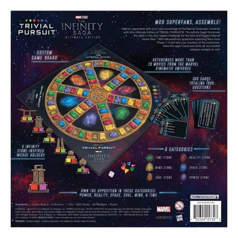 Trivial Pursuit: Marvel Cinematic Universe Ultimate Edition | Collectible Trivia Board Game Featuring 6 Infinity Stone Location Movers And Questions From Mcu Phases 1-3  (2+ Players) board game collectible [Barcode 700304157393] - Main Image 3