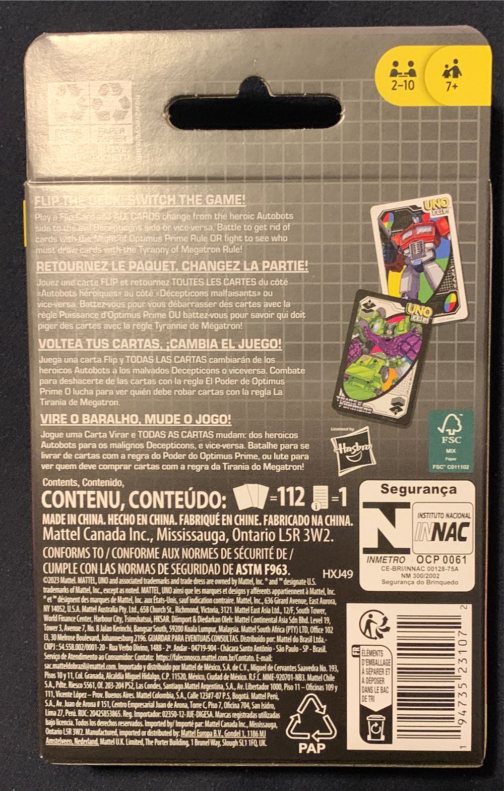 Uno Flip! Transformers  board game collectible [Barcode 194735231072] - Main Image 2
