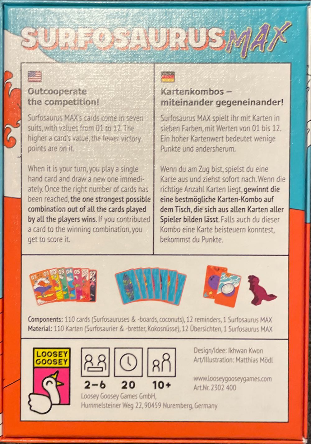 Surfosaurus Max Loosey Goosey Games Card Game Family Game Play Satire  (2-6) board game collectible [Barcode 4270002526556] - Main Image 2