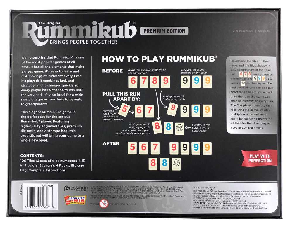Rummikub (Premium Edition)  (2-4) board game collectible [Barcode 021853086478] - Main Image 2