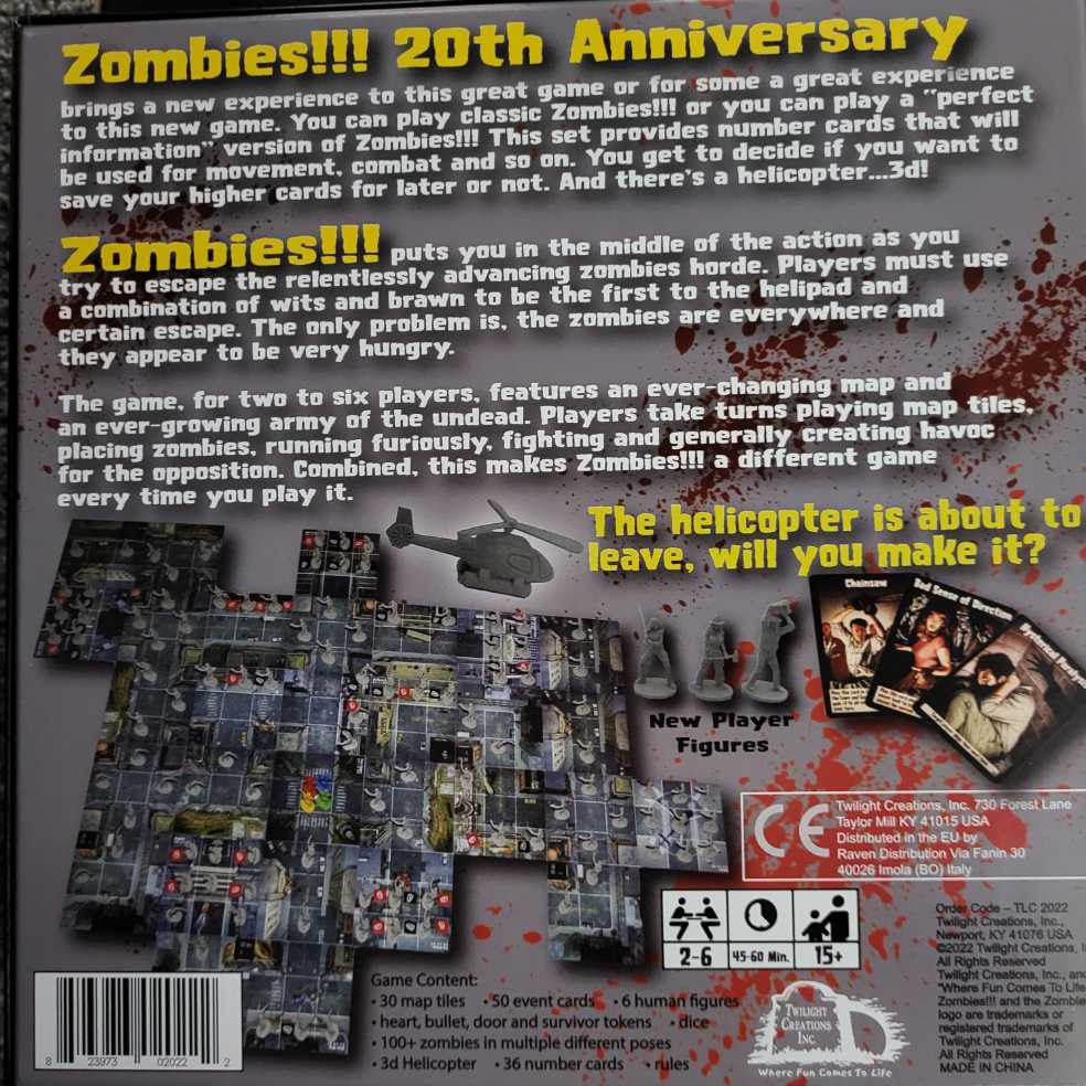 Zombies!!! 20th Anniversary Edition  (2-6) board game collectible [Barcode 823973020222] - Main Image 2