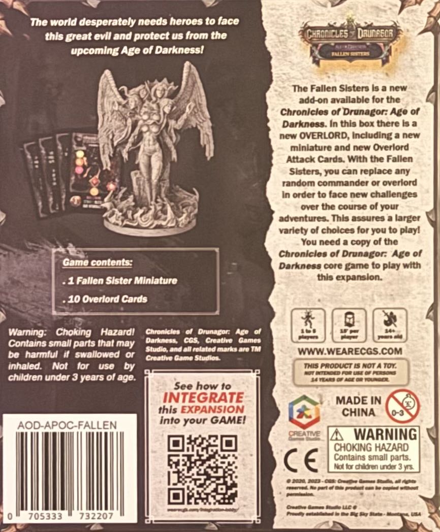 Chronicles of Drunagor: Age of Darkness - Fallen Sister  board game collectible [Barcode 705333732207] - Main Image 2